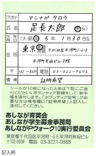 ボランティア証明書記入例